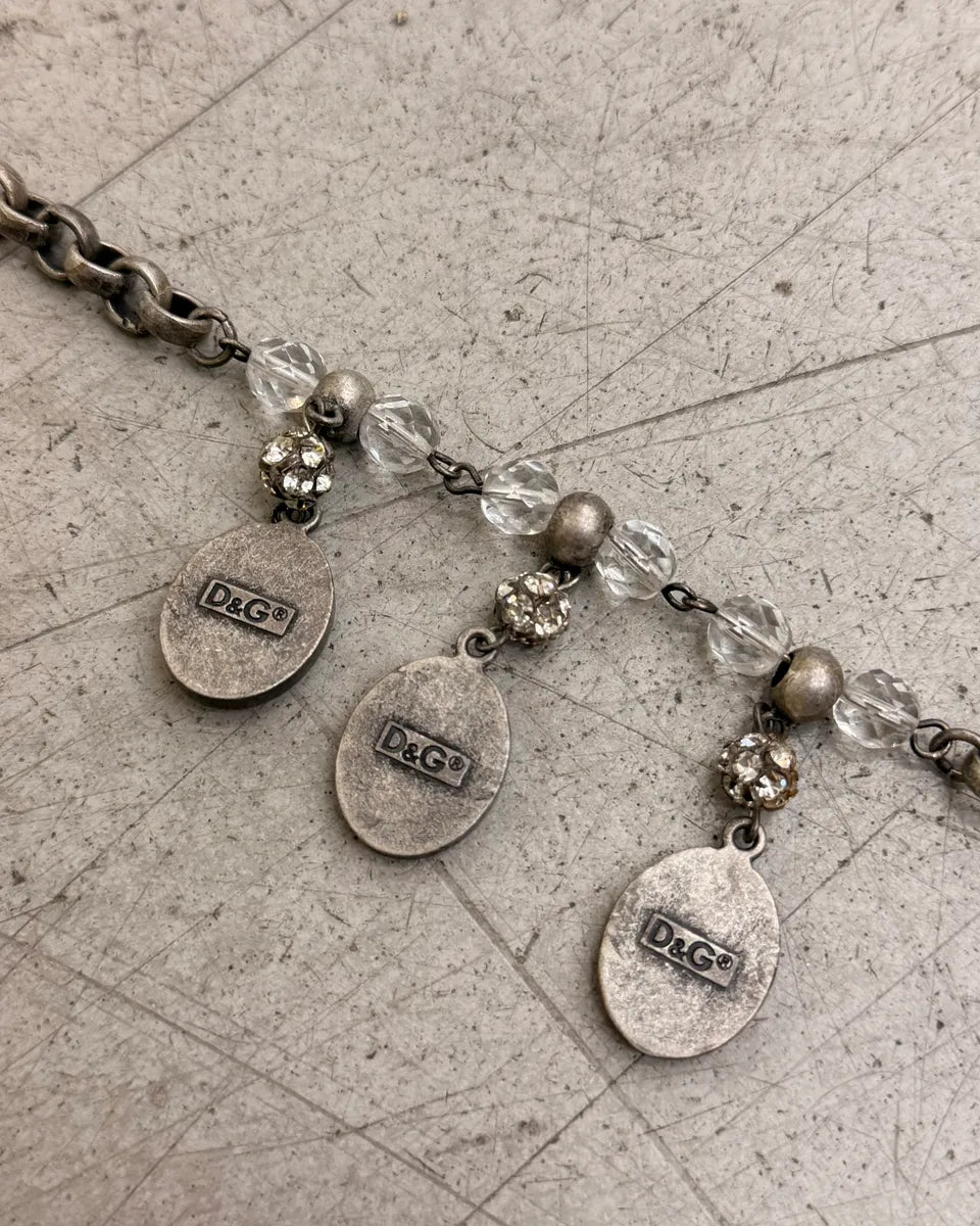 2000s Dolce & Gabbana Silver Metal Amber Cameo Bracelet BHHnxTk 6