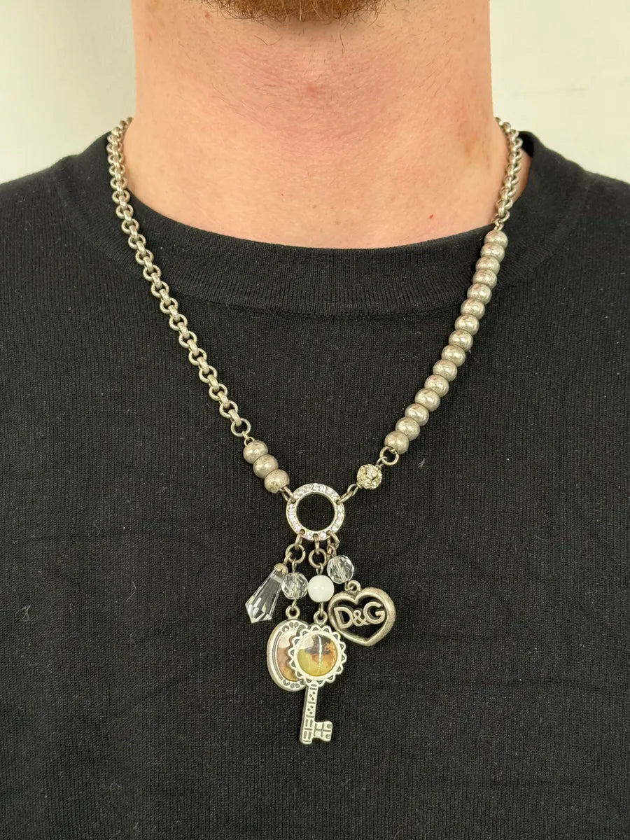 2000s Dolce & Gabbana Silver Metal Charm Pendant Necklace pAYeHgq 1