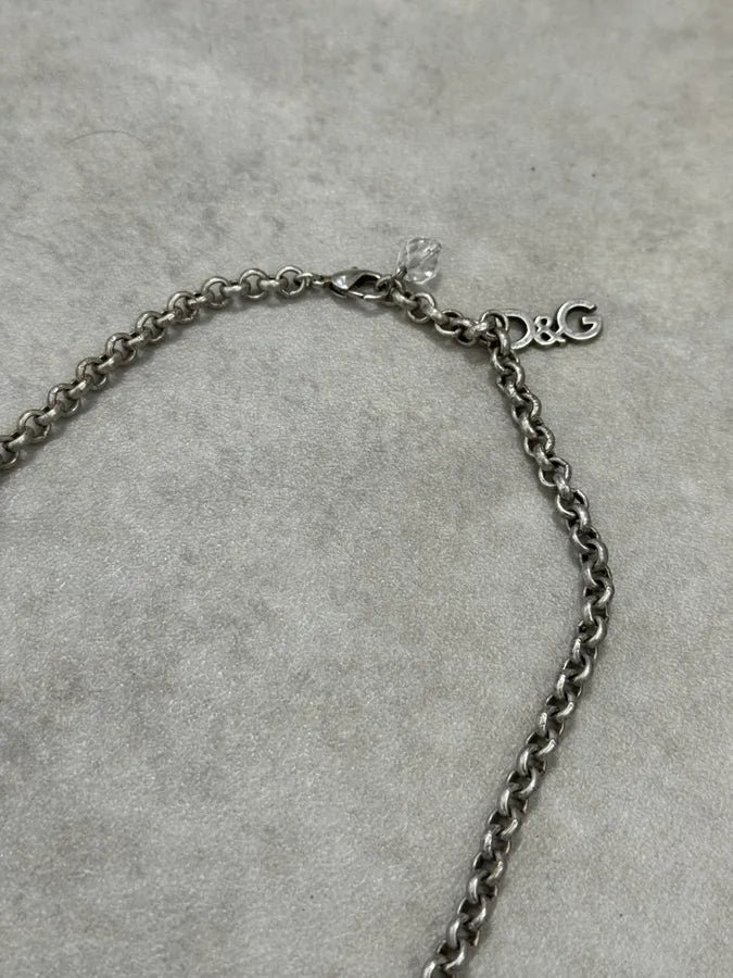 2000s Dolce & Gabbana Silver Metal Charm Pendant Necklace pAYeHgq 3