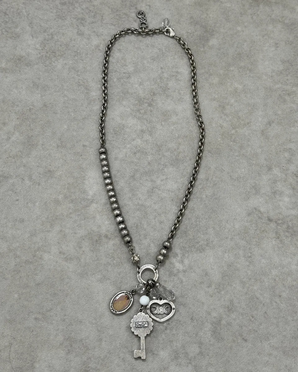 2000s Dolce & Gabbana Silver Metal Charm Pendant Necklace pAYeHgq 4