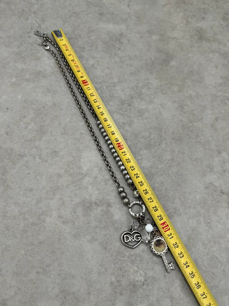2000s Dolce & Gabbana Silver Metal Charm Pendant Necklace pAYeHgq 6