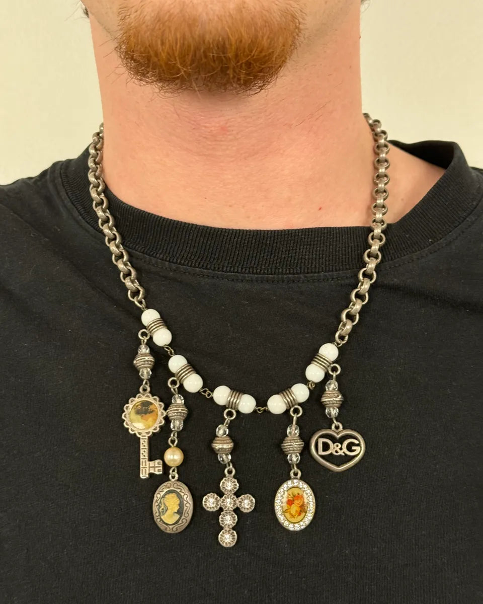 2000s Dolce & Gabbana Silver Metal Charms Necklace cZSJMmg 1