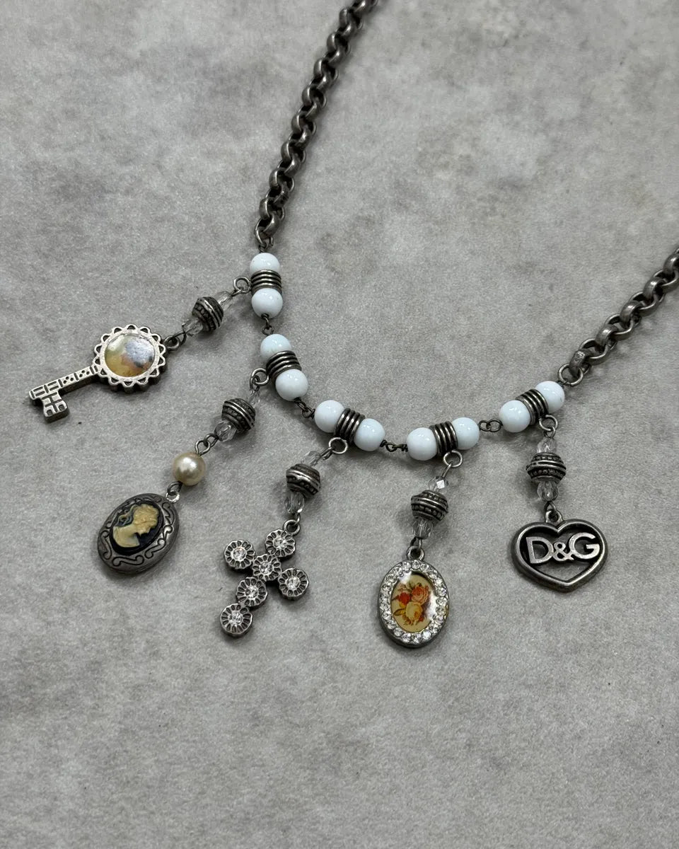 2000s Dolce & Gabbana Silver Metal Charms Necklace cZSJMmg 2