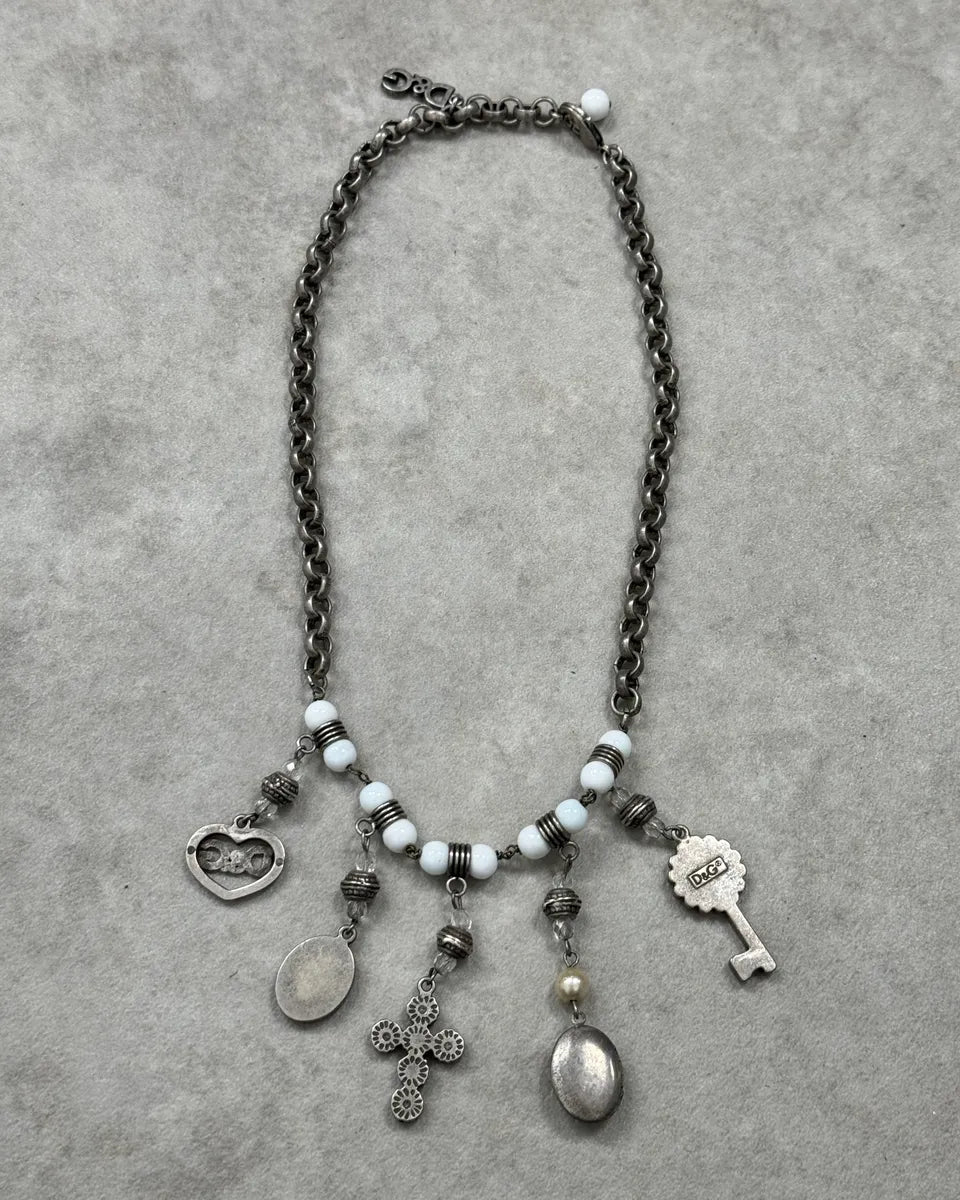 2000s Dolce & Gabbana Silver Metal Charms Necklace cZSJMmg 4