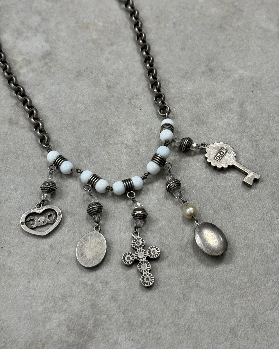 2000s Dolce & Gabbana Silver Metal Charms Necklace cZSJMmg 5