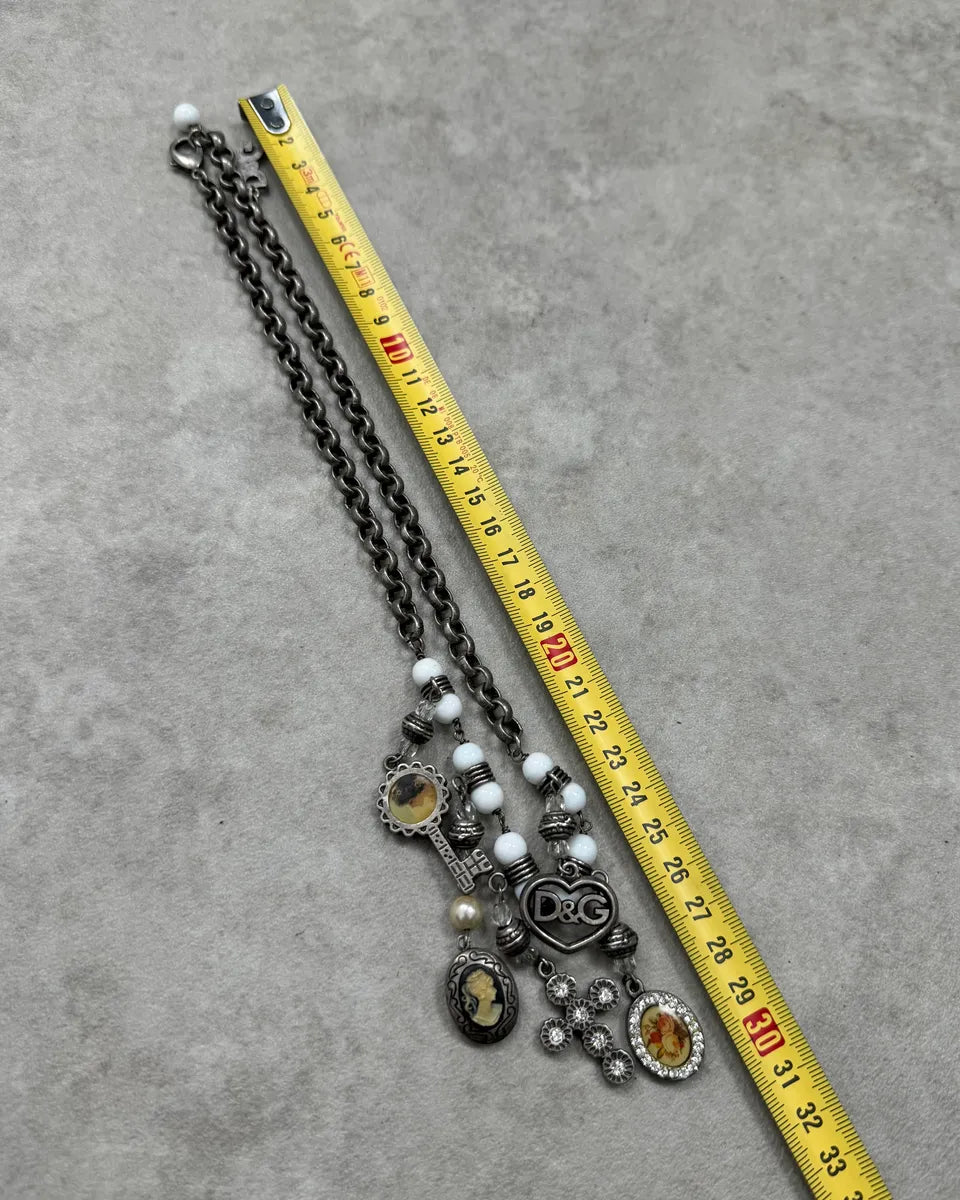 2000s Dolce & Gabbana Silver Metal Charms Necklace cZSJMmg 6