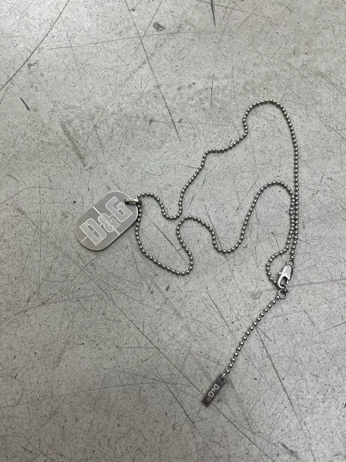 2000s Dolce & Gabbana Silver Metal Dog Tag Necklace unkDgqV 2