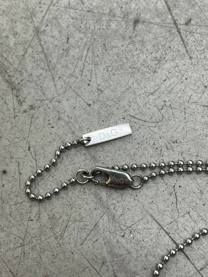 2000s Dolce & Gabbana Silver Metal Dog Tag Necklace unkDgqV 4
