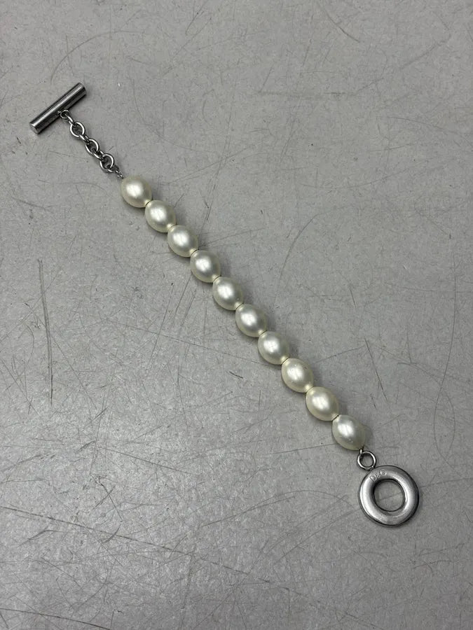 2000s Dolce & Gabbana Silver Metal Large Fake Pearls Bracelet RpoTkfO 4