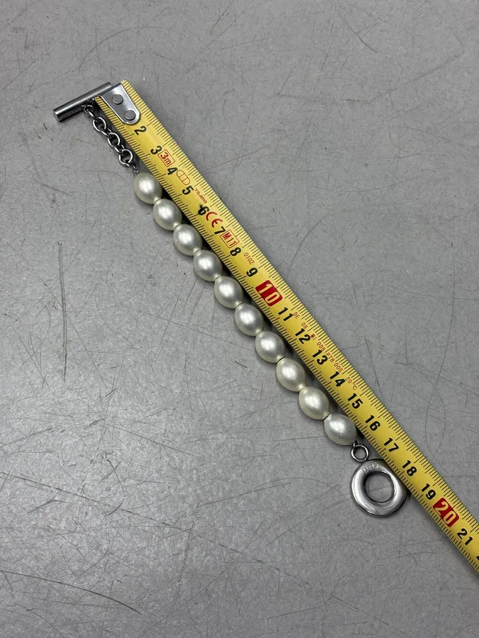 2000s Dolce & Gabbana Silver Metal Large Fake Pearls Bracelet RpoTkfO 7