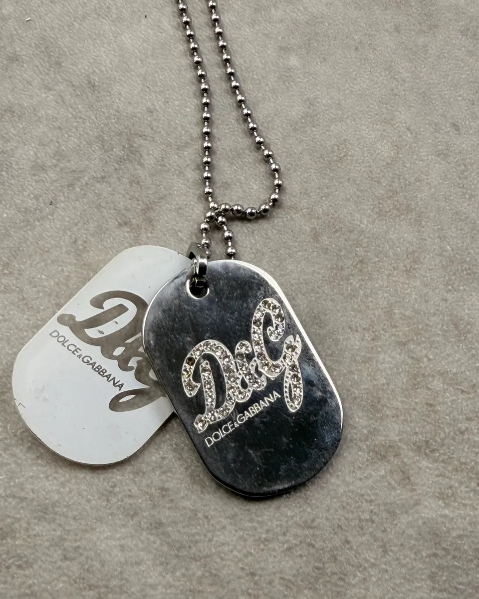 2000s Dolce & Gabbana Silver Metal Logo Dog Tag Necklace QSsgFeA 4