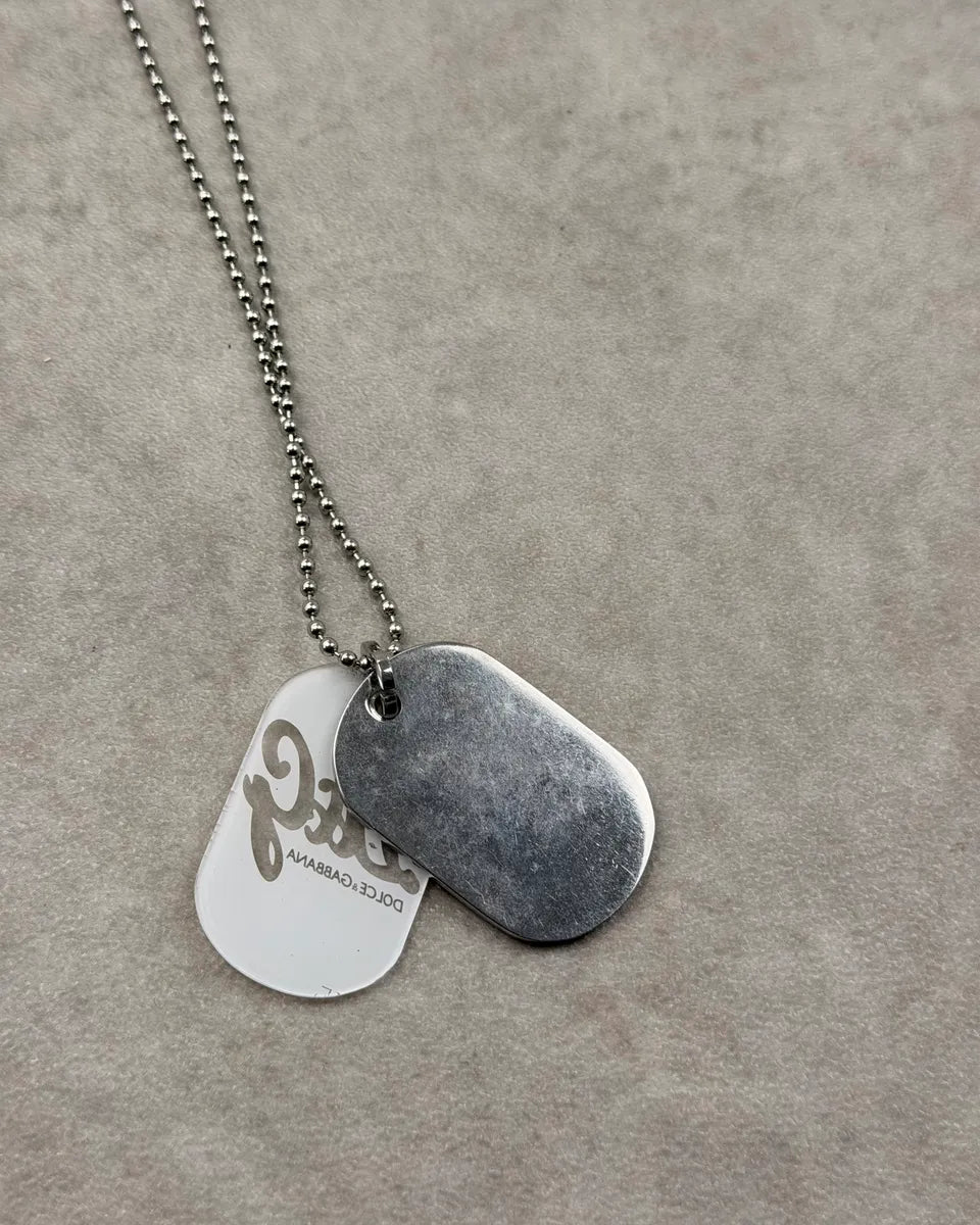2000s Dolce & Gabbana Silver Metal Logo Dog Tag Necklace QSsgFeA 7