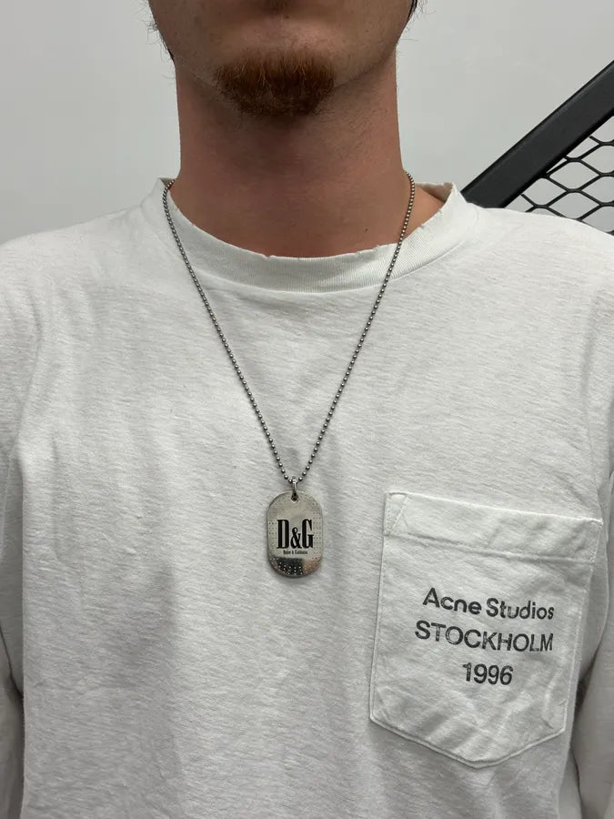 2000s Dolce & Gabbana Grey Metal Logo Dog Tag Necklace YhICCpq 1