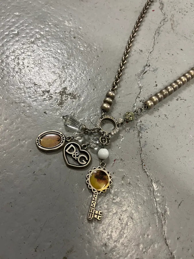 2000s Dolce & Gabbana Silver Metal Multi-Charm Necklace nFTUZkP 2