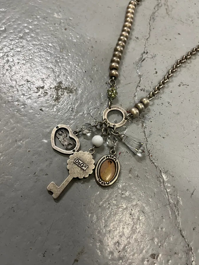 2000s Dolce & Gabbana Silver Metal Multi-Charm Necklace nFTUZkP 5