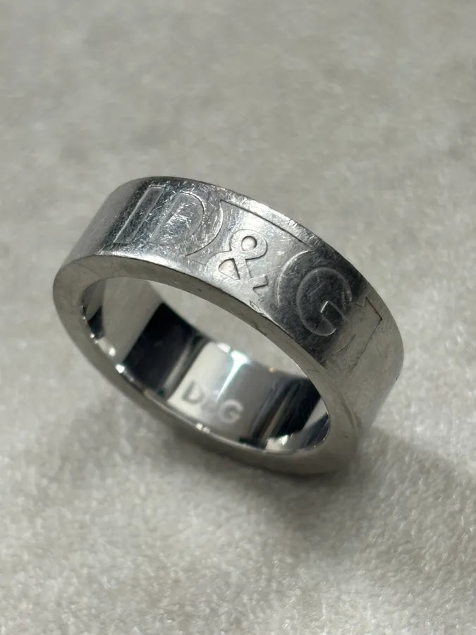 2000s Dolce & Gabbana Grey Steel Ring Logo Engraved  ijwzRDi 1