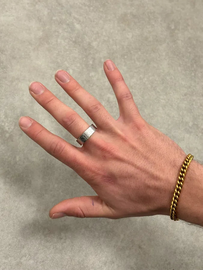 2000s Dolce & Gabbana Grey Steel Ring Logo Engraved  ijwzRDi 7