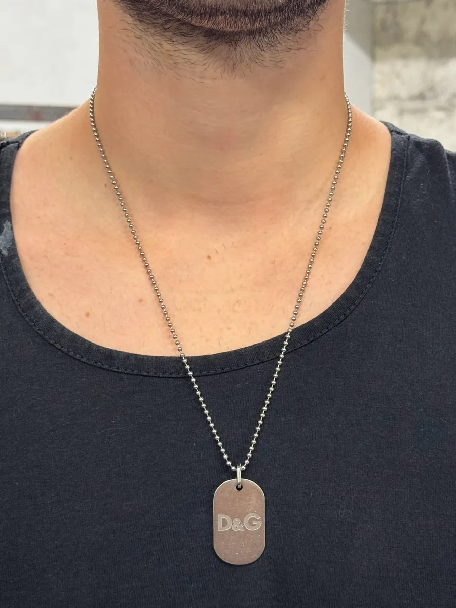 2000s Dolce & Gabbana Simple Dog Tag Ball Chain Necklace kAePZji 1