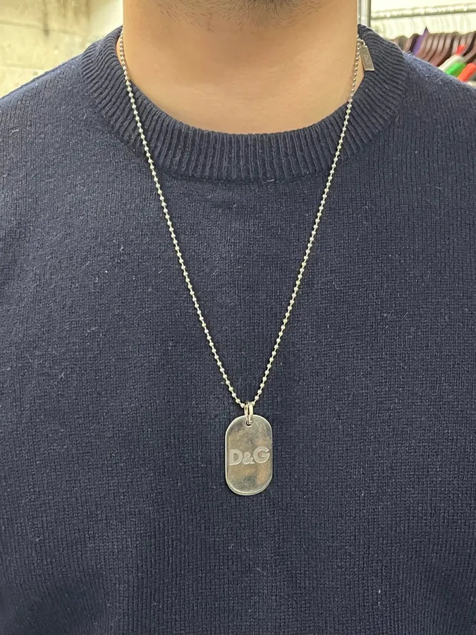 2000s Dolce & Gabbana Simple Dog Tag Necklace FtBLVqP 0
