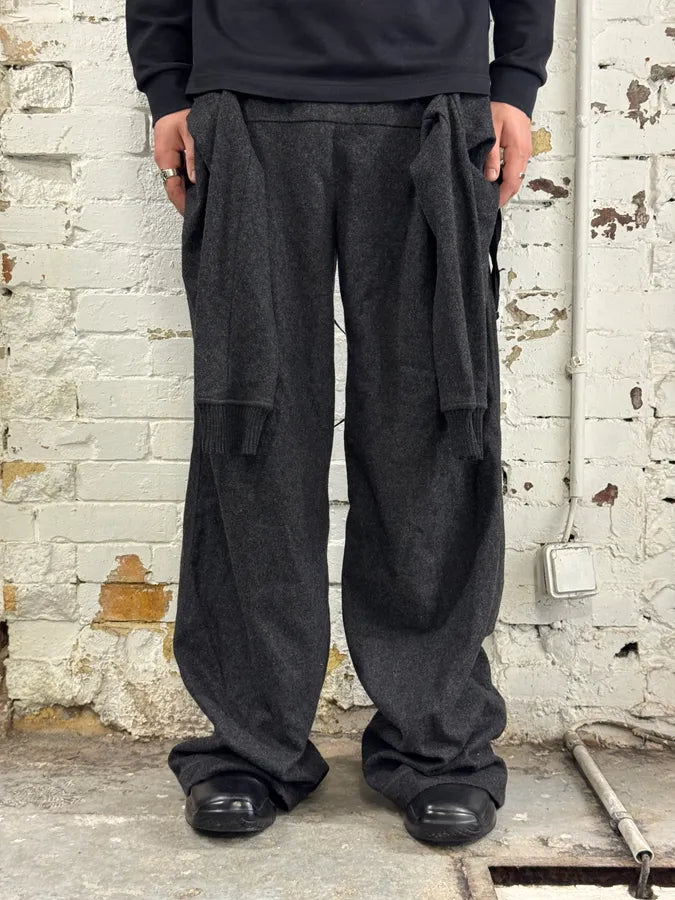 2000s Dolce & Gabbana Sleeves Waist Grey Wool Pants kPBQpcU 0