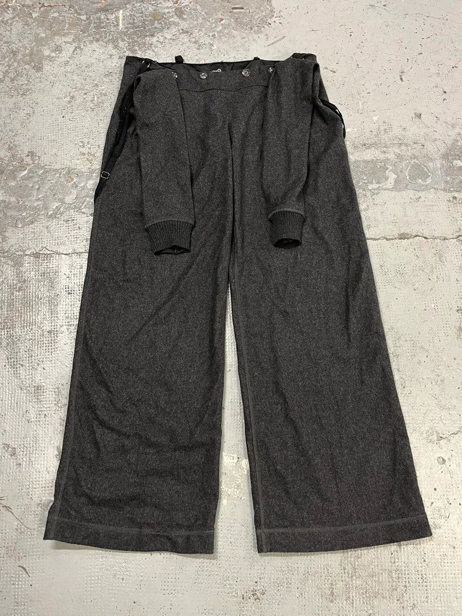 2000s Dolce & Gabbana Sleeves Waist Grey Wool Pants kPBQpcU 3