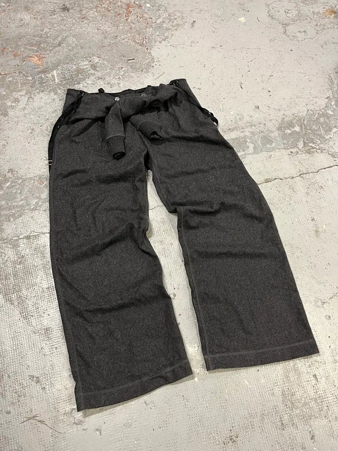 2000s Dolce & Gabbana Sleeves Waist Grey Wool Pants kPBQpcU 4