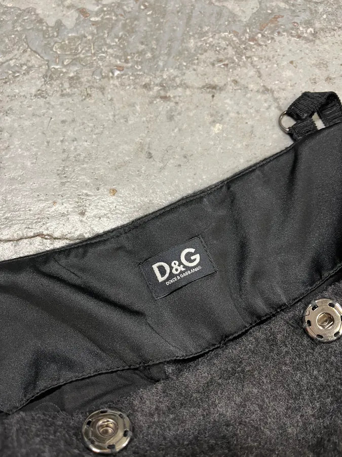 2000s Dolce & Gabbana Sleeves Waist Grey Wool Pants kPBQpcU 9