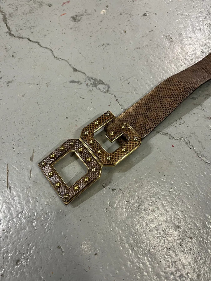 2000s Dolce & Gabbana Snake Effect Brown Leather Belt iCUKZZN 4
