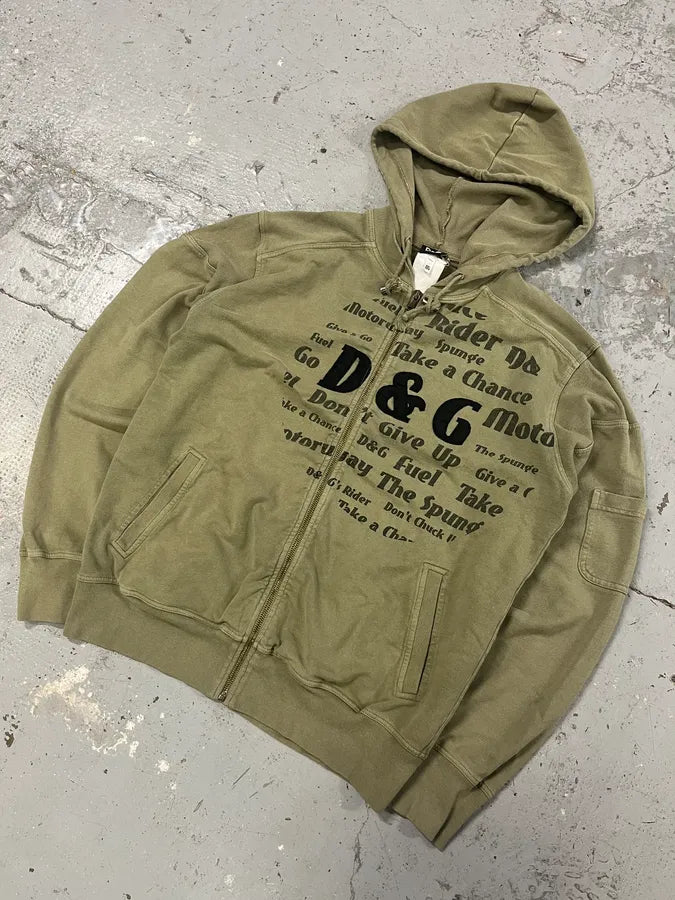2000s Dolce & Gabbana Sport Olive Zip Up Hoodie yQalFRT 4