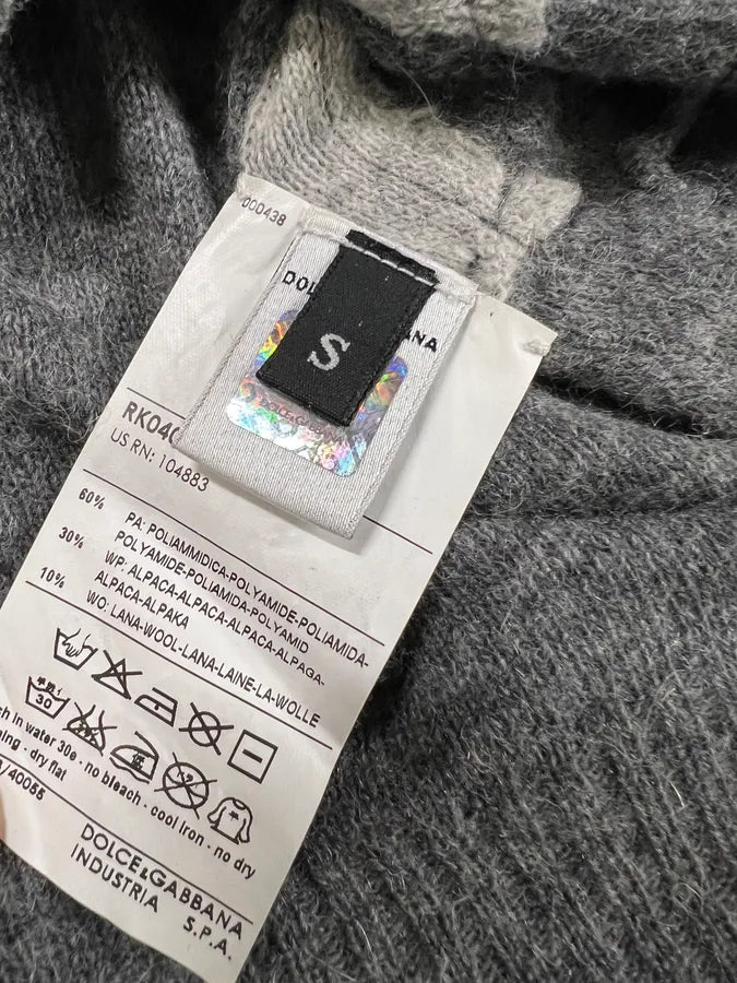 2000s Dolce & Gabbana Square Patchwork Grey Wool Turtleneck Sweater (S) 3