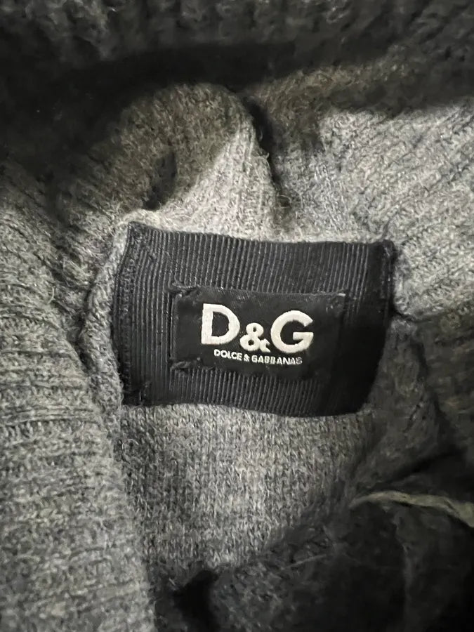 2000s Dolce & Gabbana Square Patchwork Grey Wool Turtleneck Sweater (S) 4
