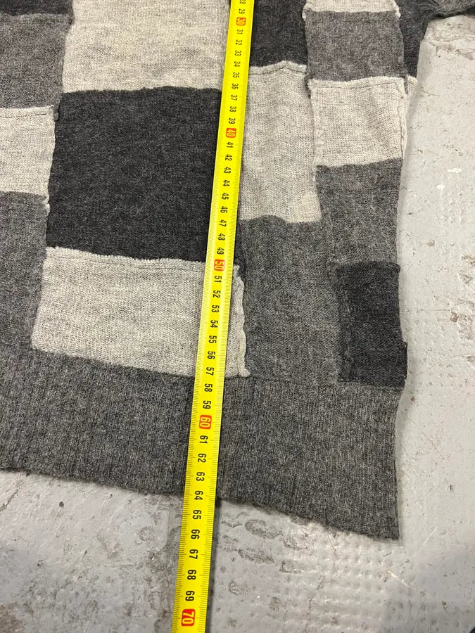2000s Dolce & Gabbana Square Patchwork Grey Wool Turtleneck Sweater (S) 6