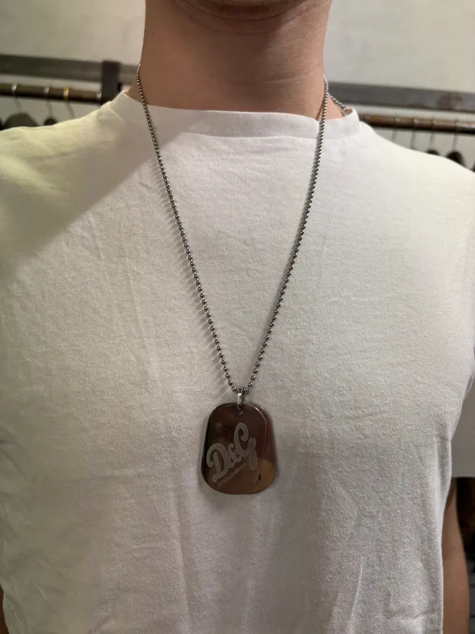 2000s Dolce & Gabbana Stainless Steel Dog Tag Necklace AGtTyhI 2