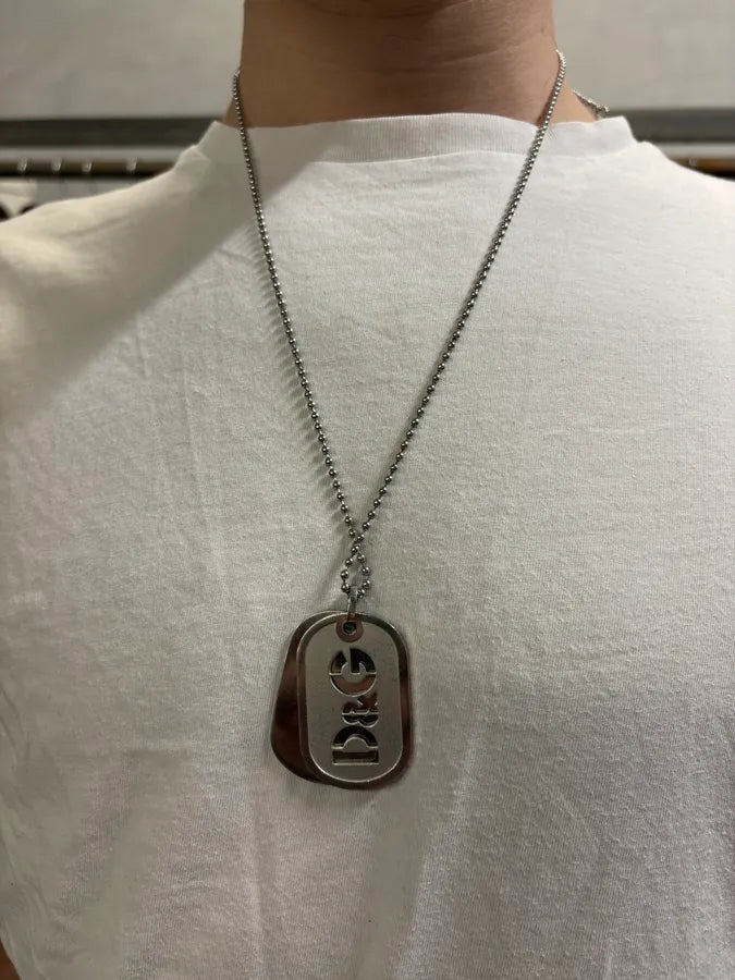 2000s Dolce & Gabbana Stainless Steel Dog Tag Necklace AGtTyhI 3