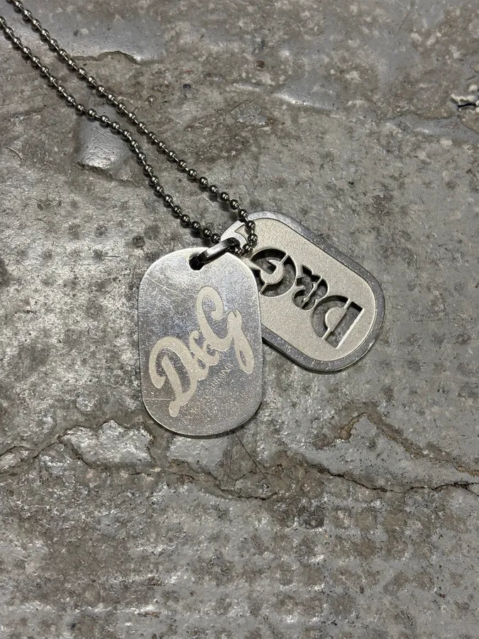 2000s Dolce & Gabbana Stainless Steel Dog Tag Necklace AGtTyhI 4