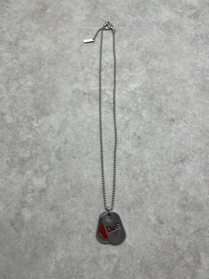 2000s Dolce & Gabbana Double Love Dog Tag Necklace WuyKOmk 0