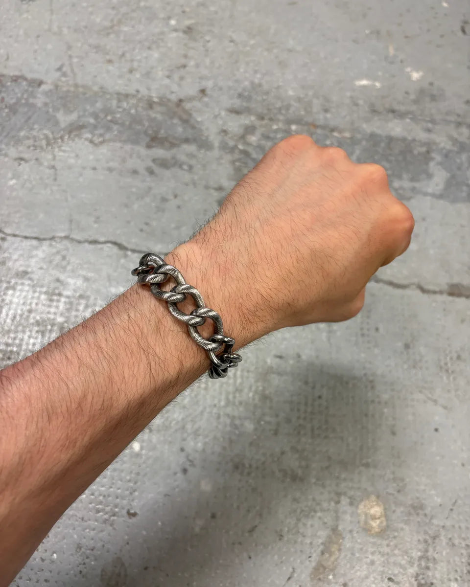 2000s Dolce & Gabbana Stainless Steel Hybrid Bracelet KNDOXZU 0
