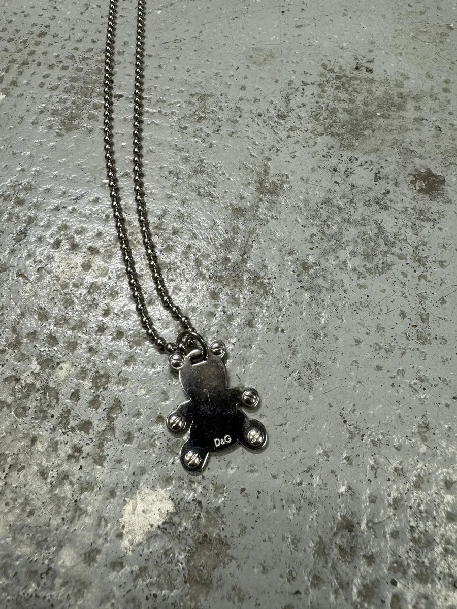 2000s Dolce & Gabbana Stainless Steel Silver Grey Bear Necklace xKrlfxg 1