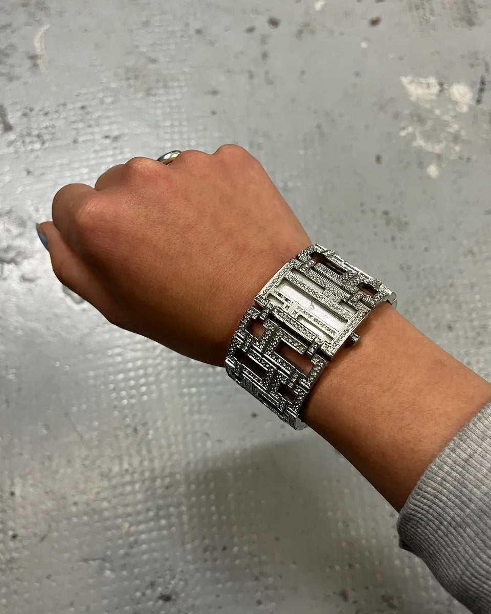 2000s Dolce & Gabbana Stainless Steel Strass Bracelet Watch mJBKplH 0
