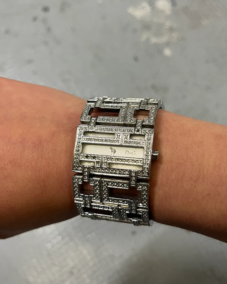 2000s Dolce & Gabbana Stainless Steel Strass Bracelet Watch mJBKplH 2