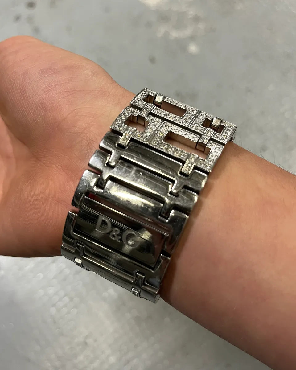 2000s Dolce & Gabbana Stainless Steel Strass Bracelet Watch mJBKplH 3