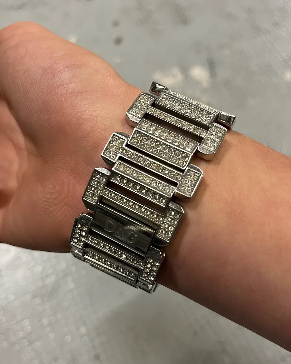 2000s Dolce & Gabbana Stainless Steel Swarovski-Embellished Watch HFbCkDY 3