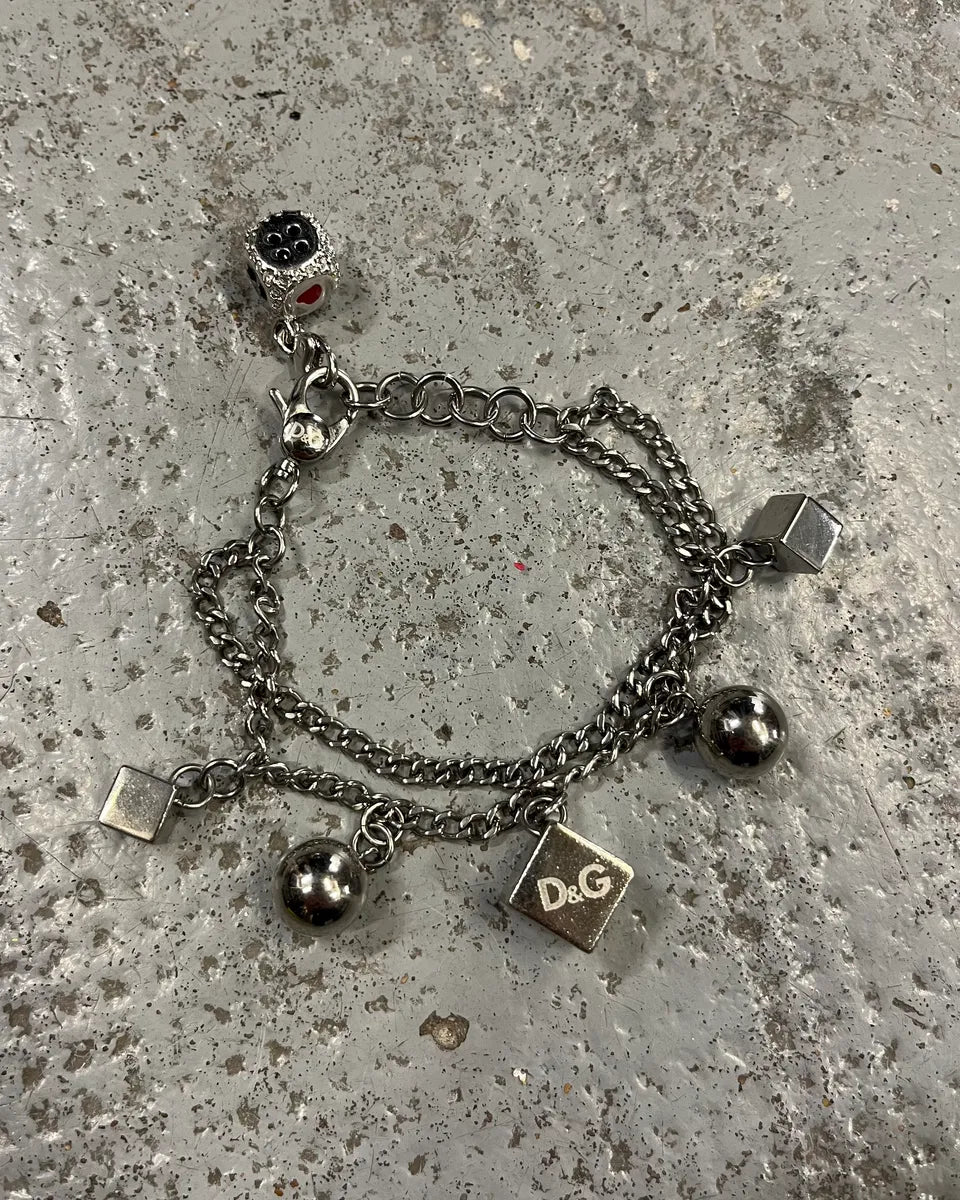 2000s Dolce & Gabbana Stainless Still Metal Charm Bracelet pWViiAZ 0