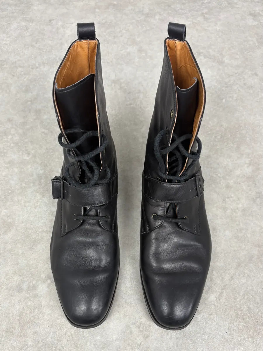 2000s Dolce & Gabbana Straps Black Leather Boots MSIHbcu 1