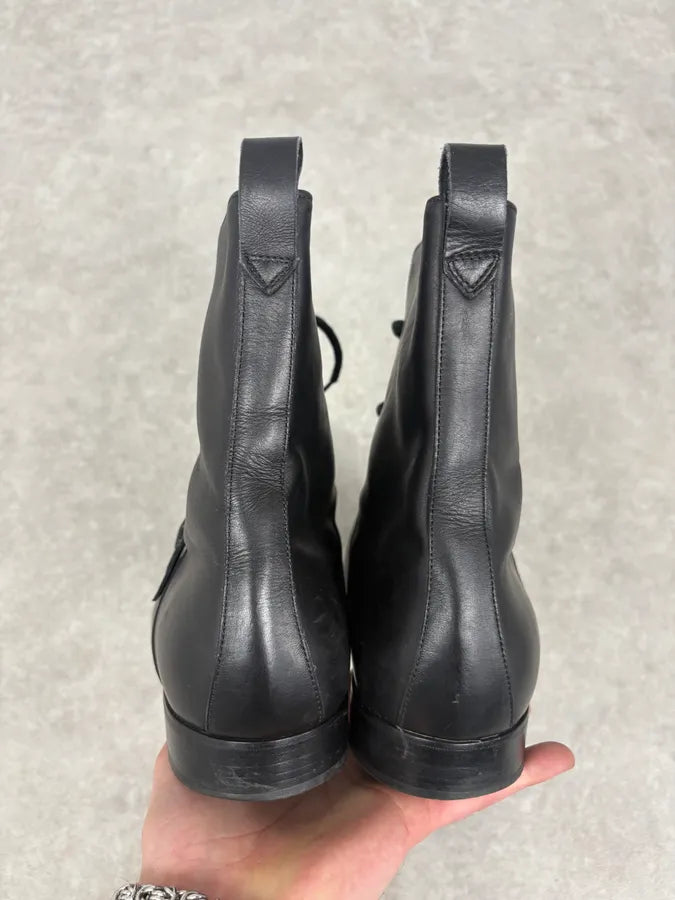 2000s Dolce & Gabbana Straps Black Leather Boots MSIHbcu 3