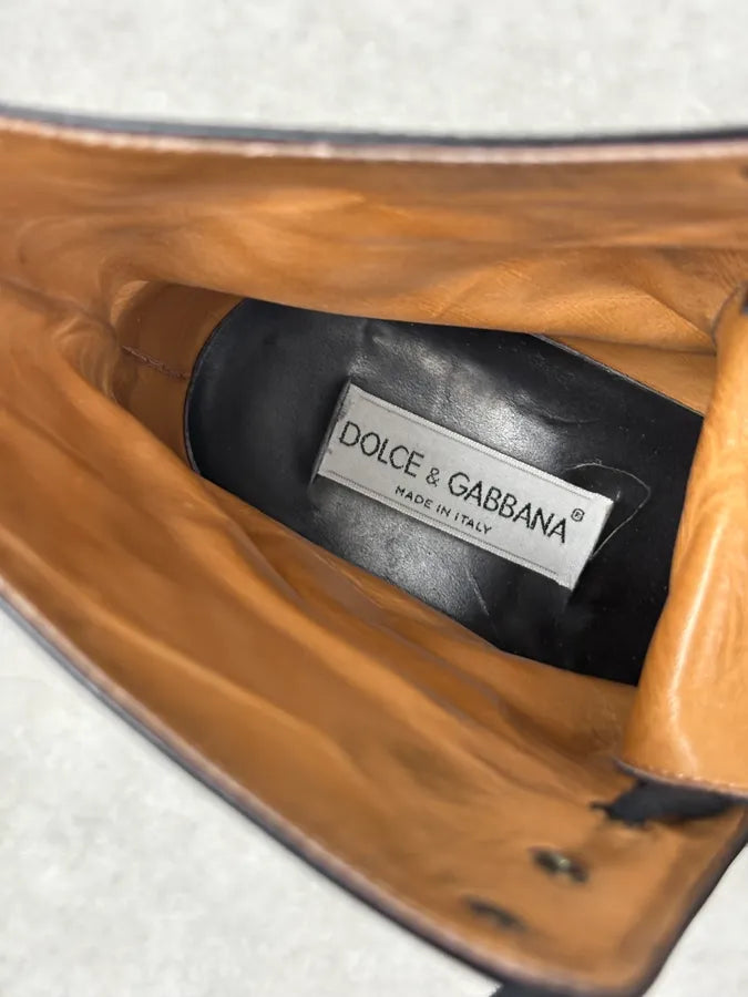 2000s Dolce & Gabbana Straps Black Leather Boots MSIHbcu 6