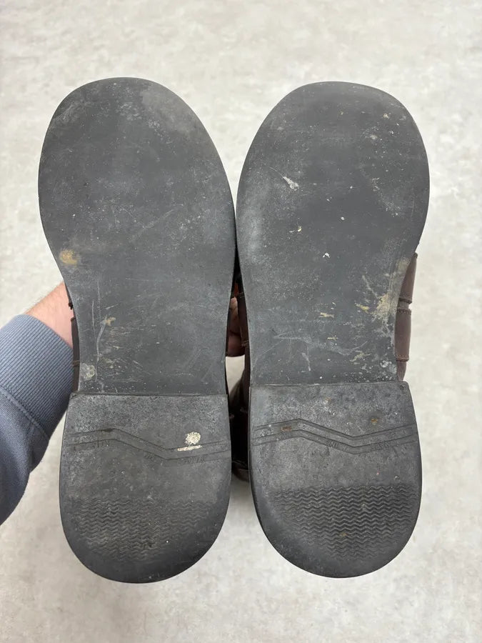 2000s Dolce & Gabbana Straps Brown Leather Boots pSwUoqy 8