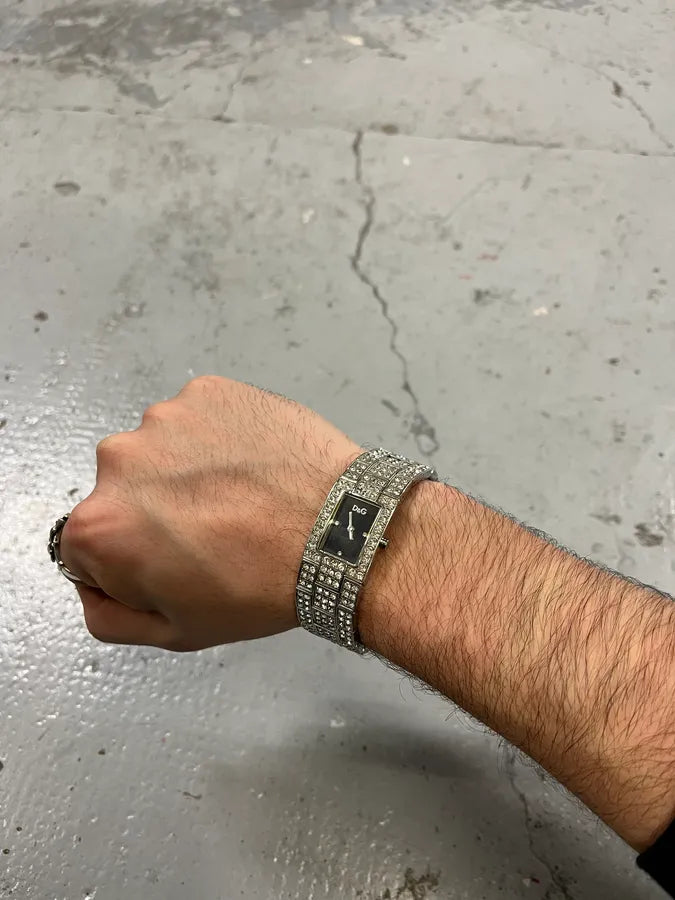 2000s Dolce & Gabbana Strass Grey Embellished Watch LVNSEjo 0