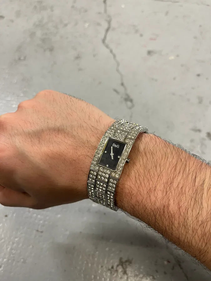 2000s Dolce & Gabbana Strass Grey Embellished Watch LVNSEjo 1