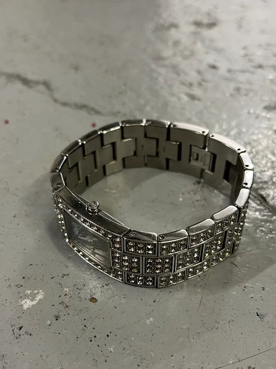 2000s Dolce & Gabbana Strass Grey Embellished Watch LVNSEjo 3